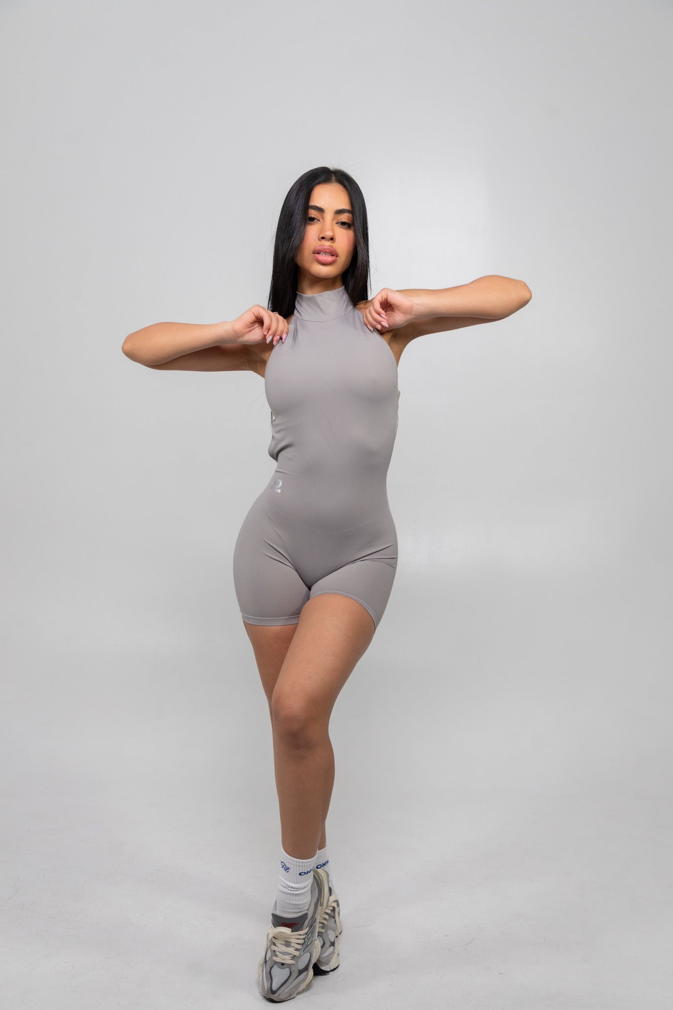 Steel Grey High Neck Romper