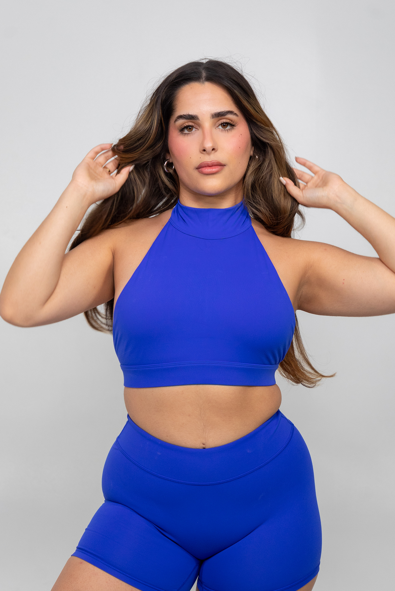 Cobalt Blue High Neck Crop Top