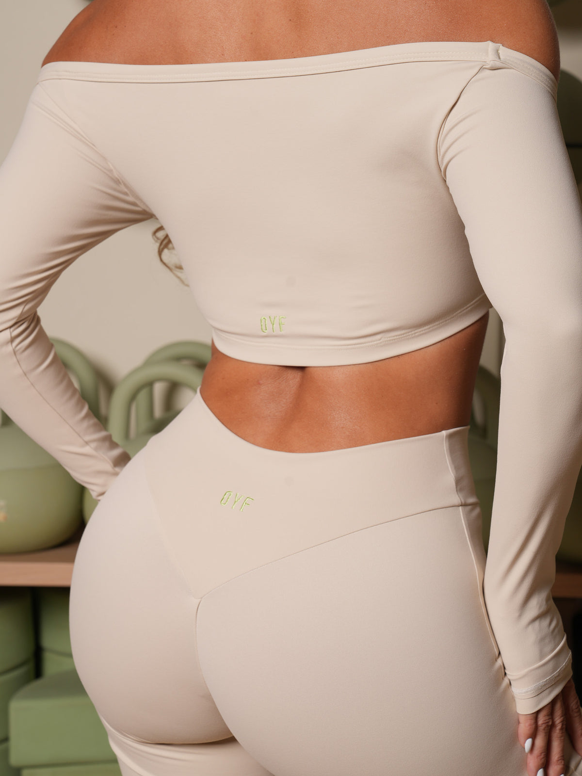 Aeroflex Off-Shoulder Long Sleeve Crop Top