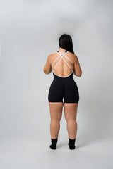 Dark Truffle Two Tone Criss Cross Romper