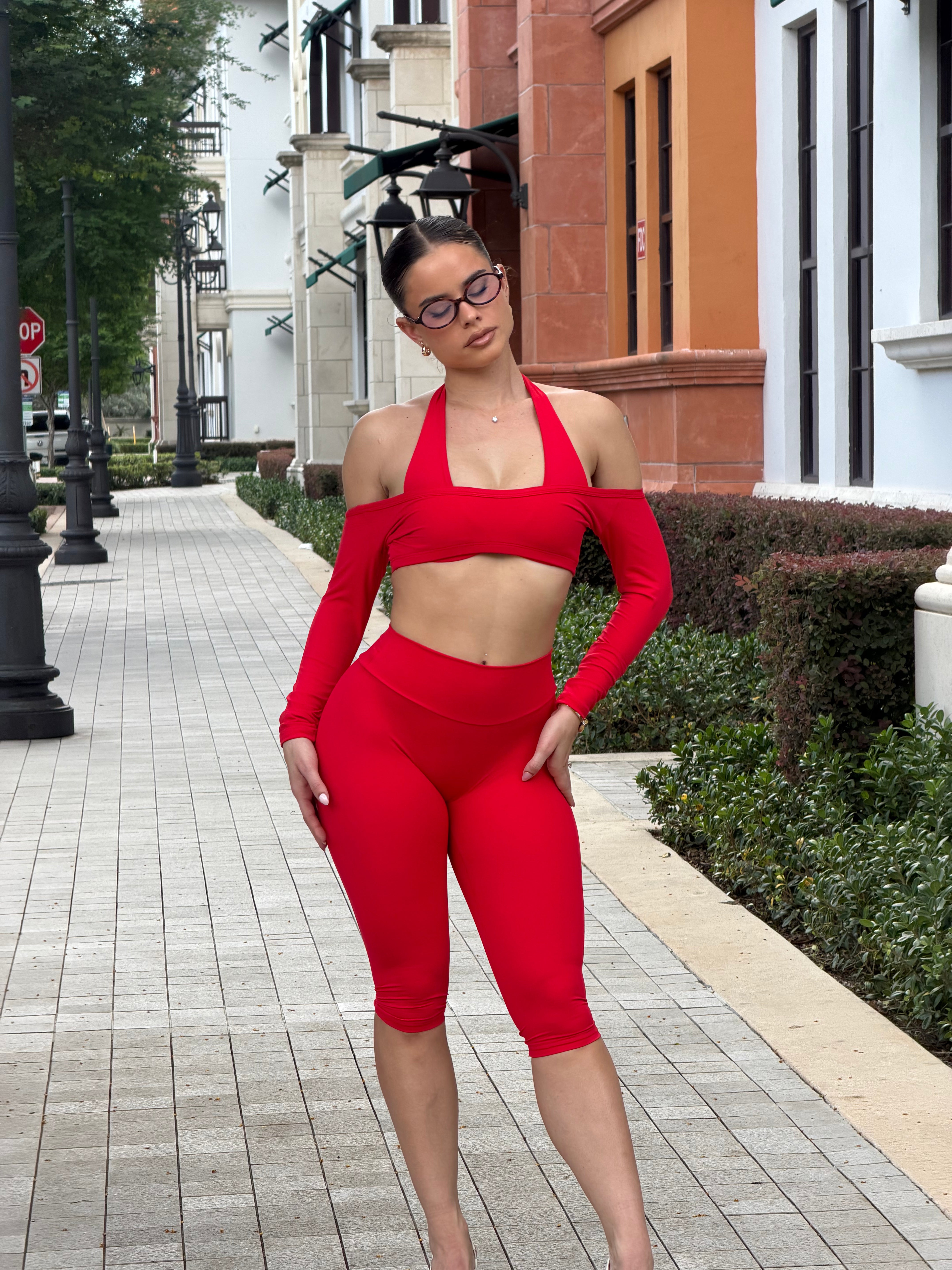 Aeroflex Off-Shoulder Long Sleeve Crop Top