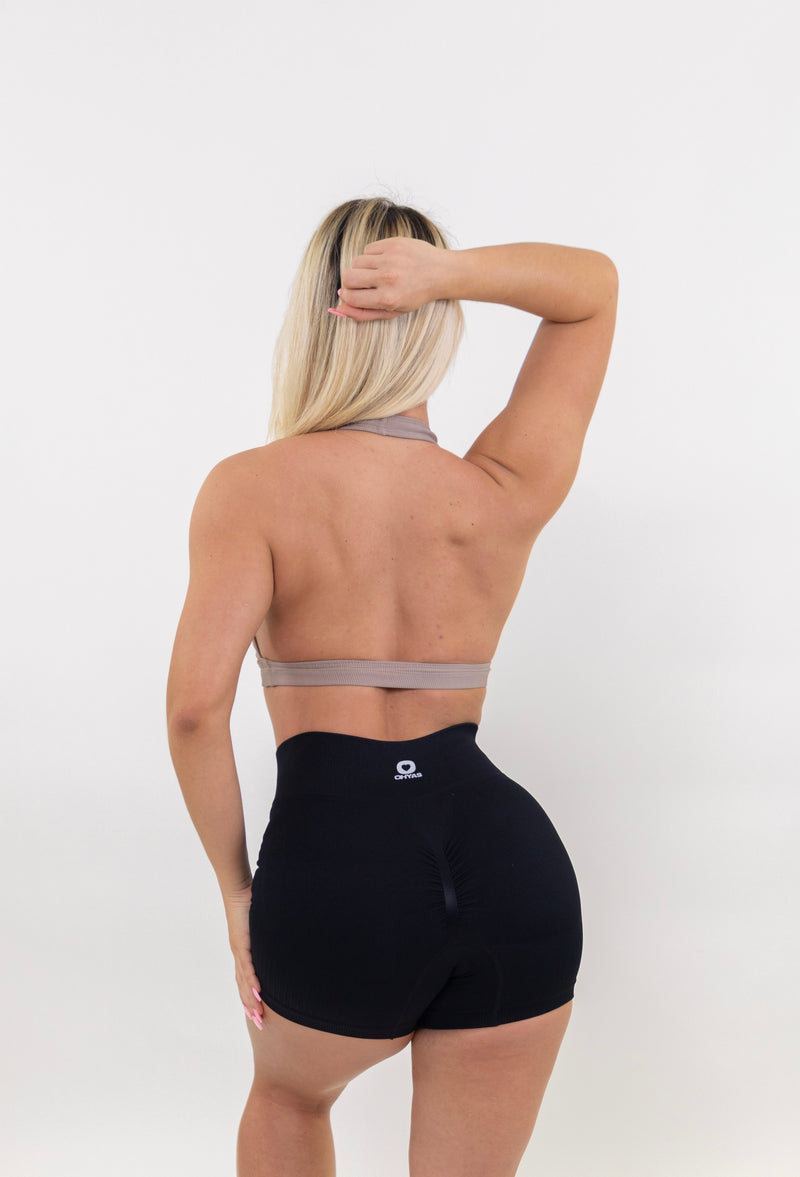 Tan Lux Show Off Ribbed Sports Bra