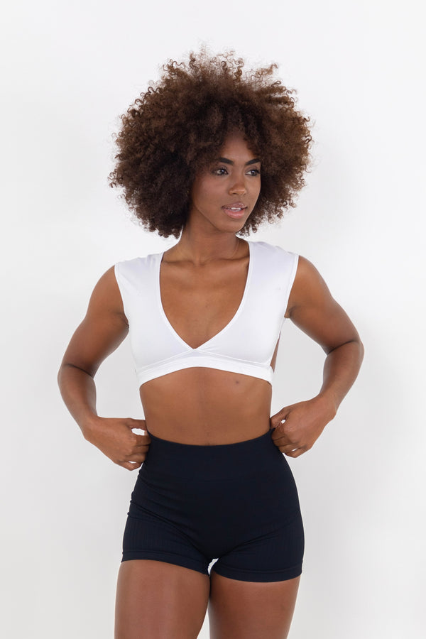 White Lux Ribbed Next Level Crop Top