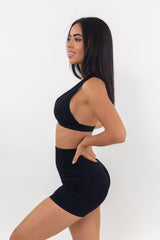 Black Lux Show Off Ribbed Sports Bra